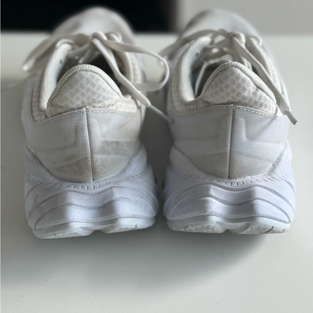 HOKA running shoe in pure white no colors
